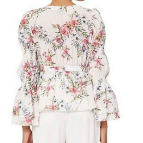 Intermix Rochelle Floral Bell Sleeve Tie Front Top - Picture 2 of 9